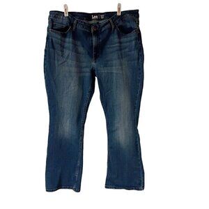 Lee Regular Fit Boot Cut Blue Denim Stretch Jeans Womens Size 20 Petite Mid Rise